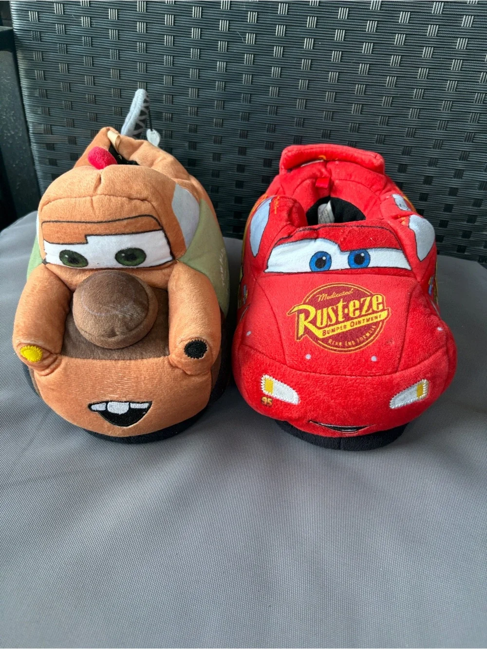 Cars Lightning McQueen & Mater Plush Kids Slippers - Red & Brown